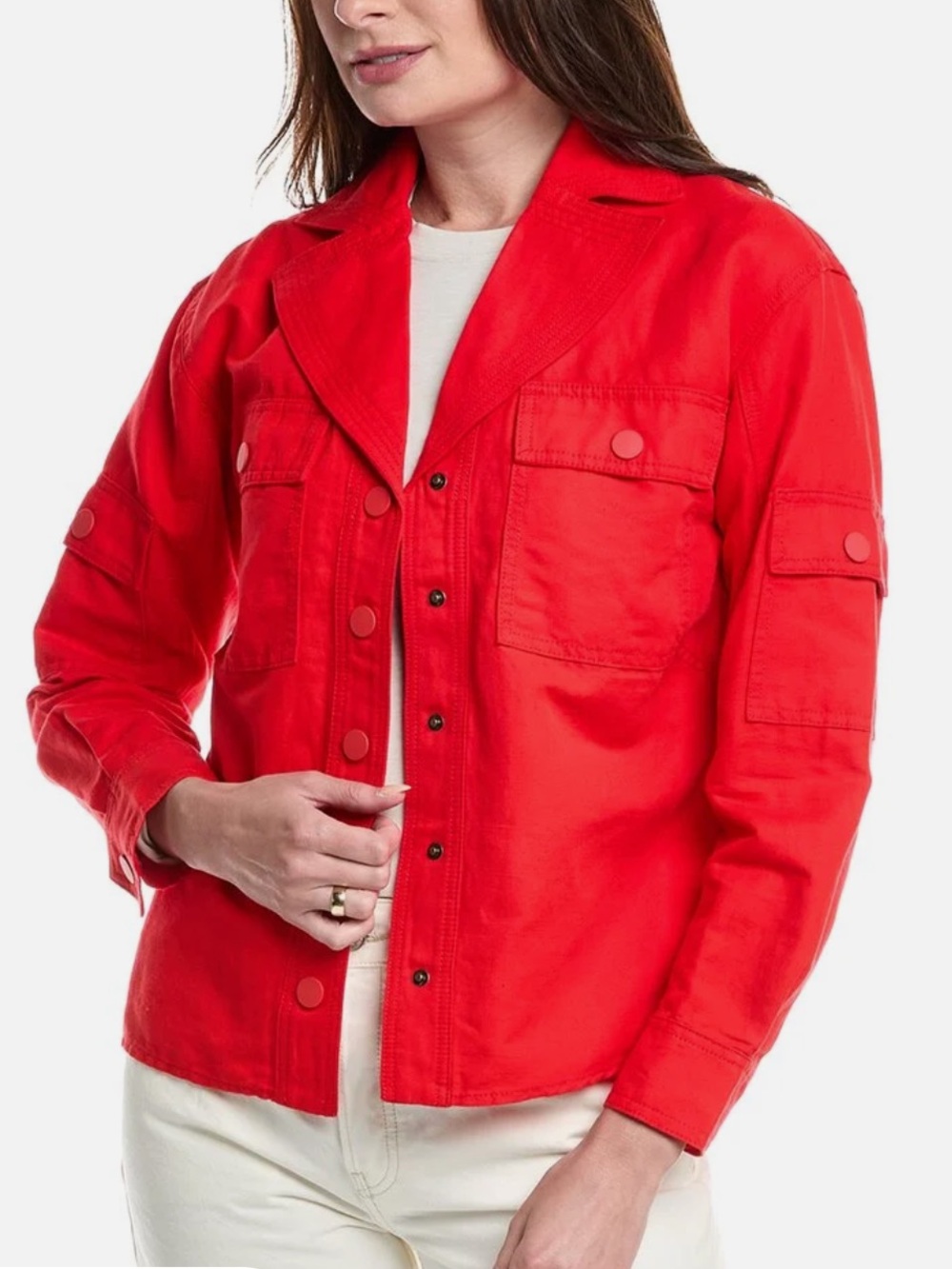 Cabi Ruby Red Linen Cotton Blend Lightweight Detour Jacket Medium BRAND NEW $158